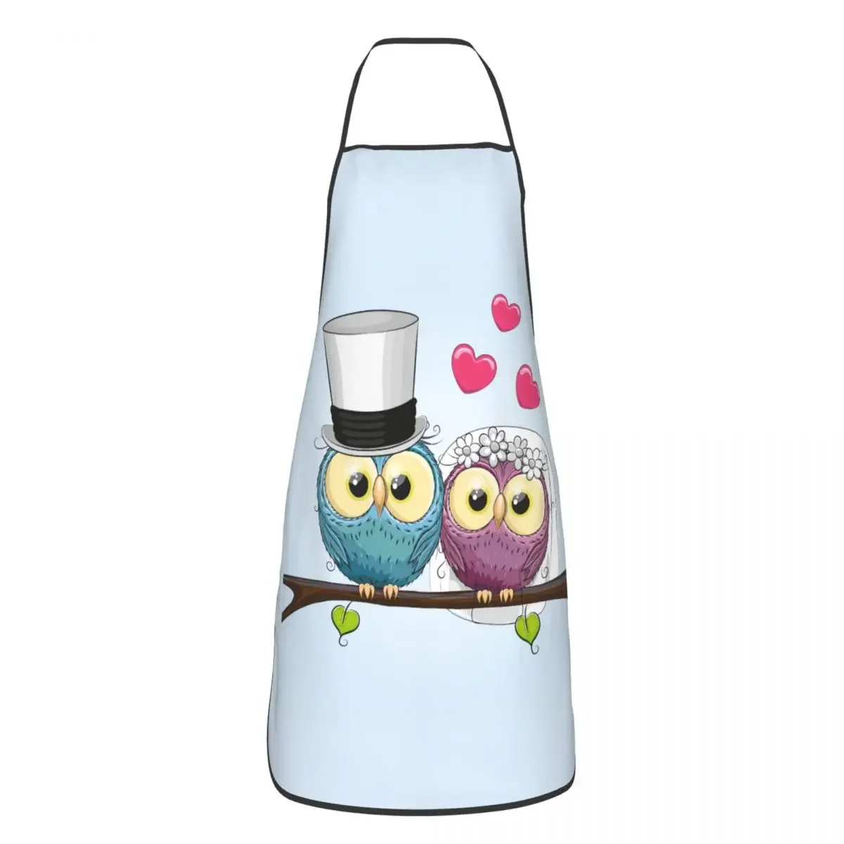 Custom Bib Cartoon Owl Kawaii Couple Love Apron for Men Women Unisex Adult Chef Kitchen Cooking Animal Tablier Cuisine Baking