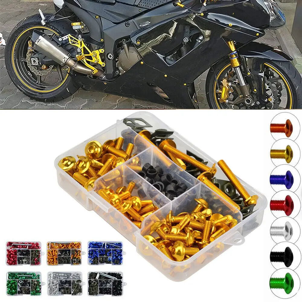 

Universal 195PCS Motorcycle Fairing Bolts Kit Windscreen Screw Set Fastener For Kawasaki Suzuki Yamaha KTM Honda Accessories