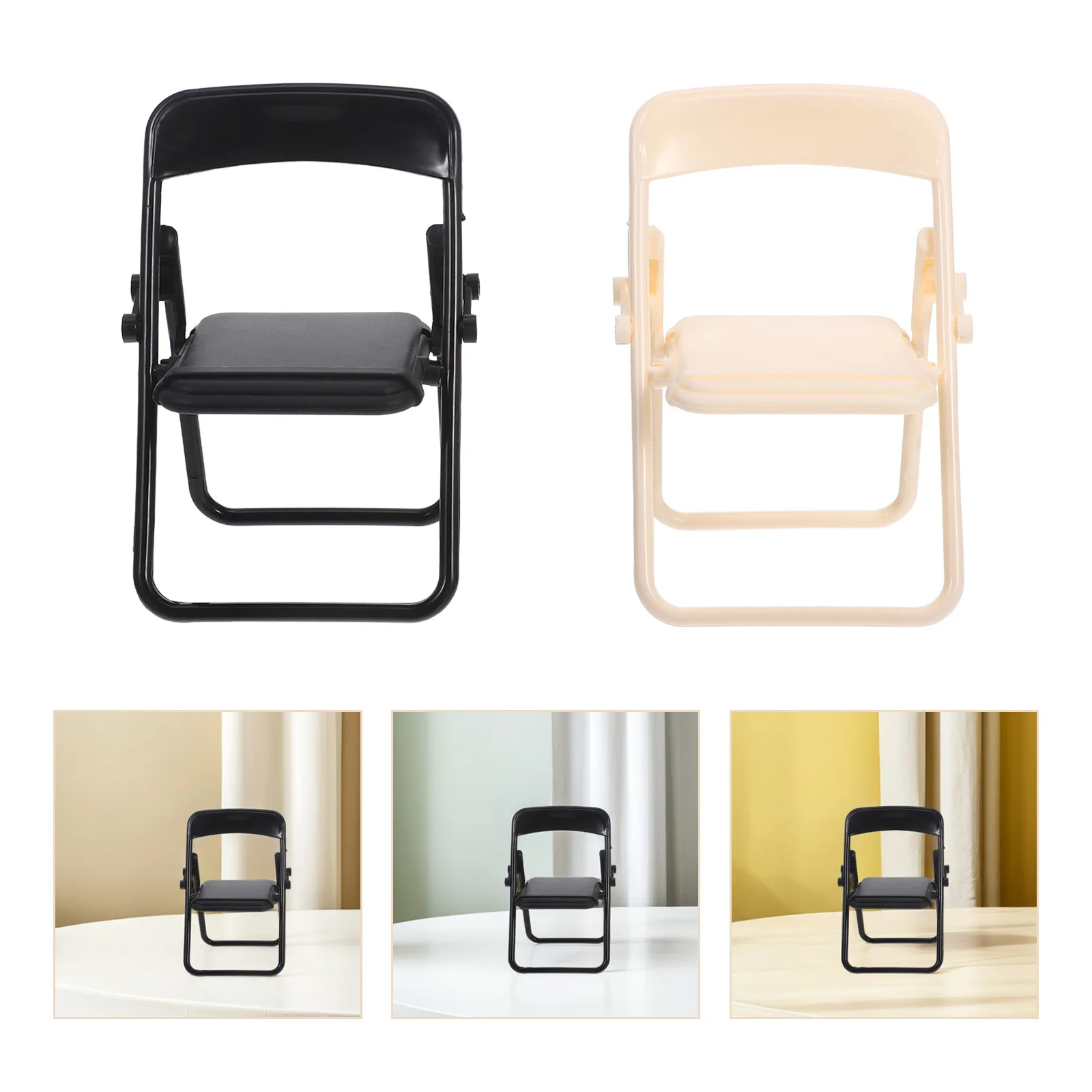 

10Pcs Mini Folding Chair Portable Phone Stand Lightweight for Office Travel Home Creative Chair Phone Holder Figure Stand