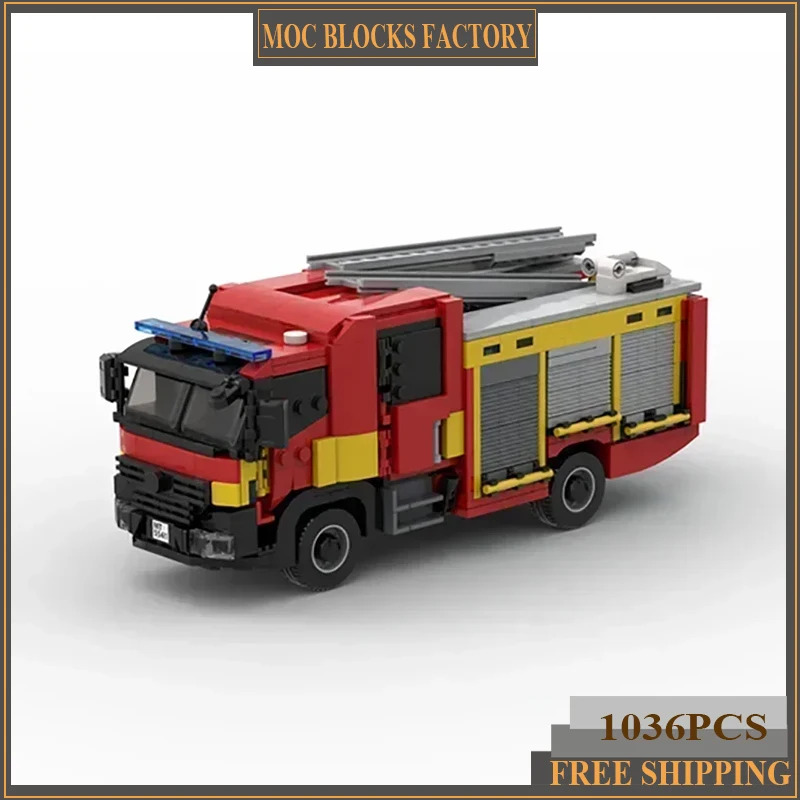 Car Model Moc Building Bricks London Fire Brigade - Mk3 Pump ladder Technology Blocks Gifts Christmas Toys DIY Sets Assembly