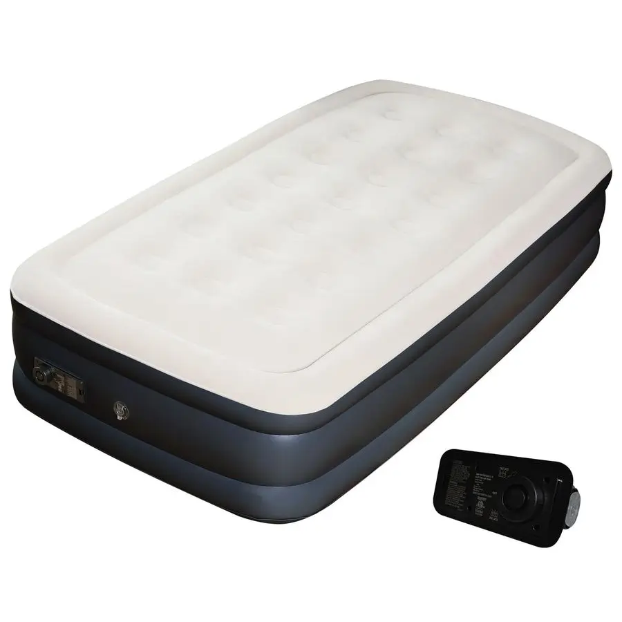 Matelas pneumatique avec pompe intégrée, gonflage rapide de 2 minutes, 18 hauteurs surélevées, supporte jusqu'à 650 lb, pour le camping, usage domestique, invités, P