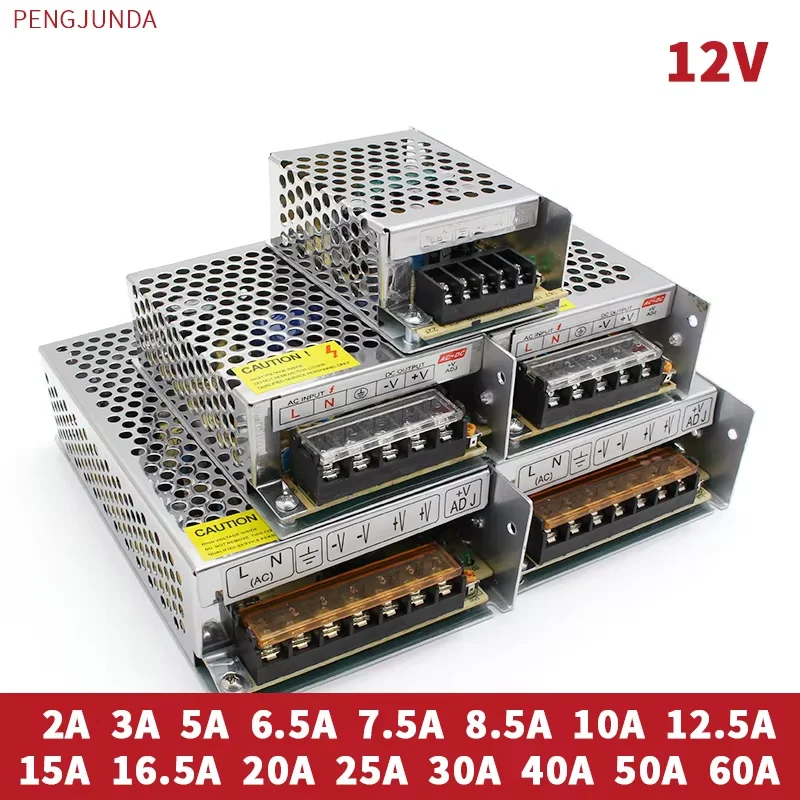 12V Lighting Transformer AC to DC 12V Power Supply 2A 5A 10A 15A 20A 30A 60A LED Strip Switch Driver