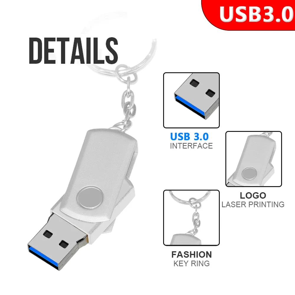 Unidade Flash USB de Alta Velocidade, Pendrive de Metal, Pen Drive 3.0, Novo, Envio Rápido, 3.0, 128GB, 64GB, 32GB, 16GB, 8GB