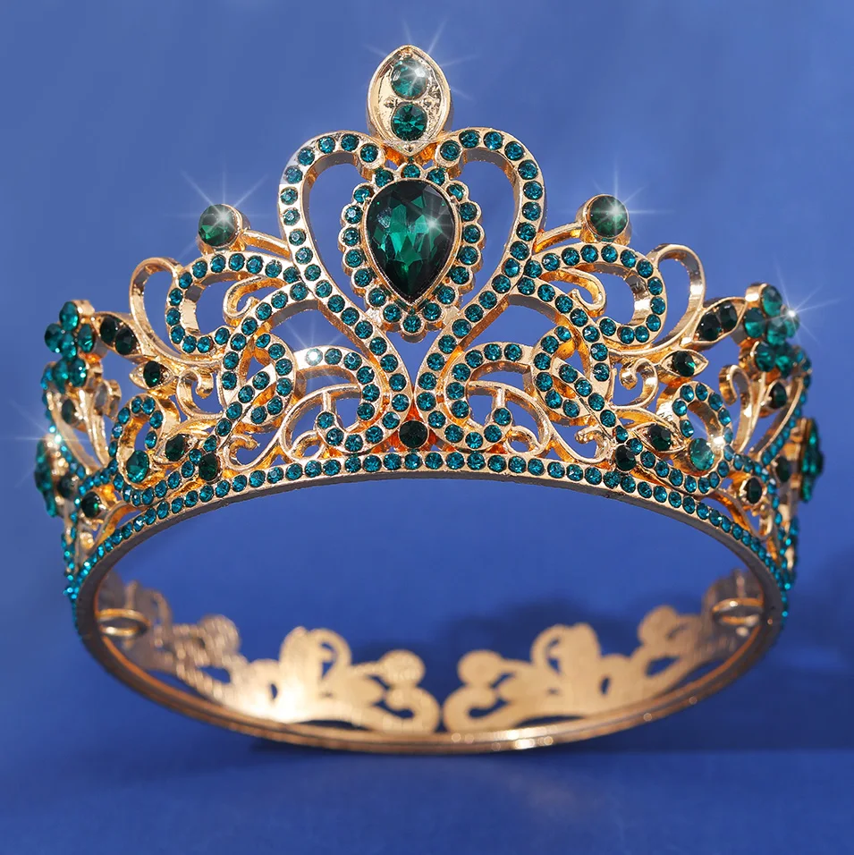 

Luxurious Full Round Bride Tiaras and Crowns Glitter Crystal Jewel Closed Circle Wedding Hair Accessories Fashion Headdresses