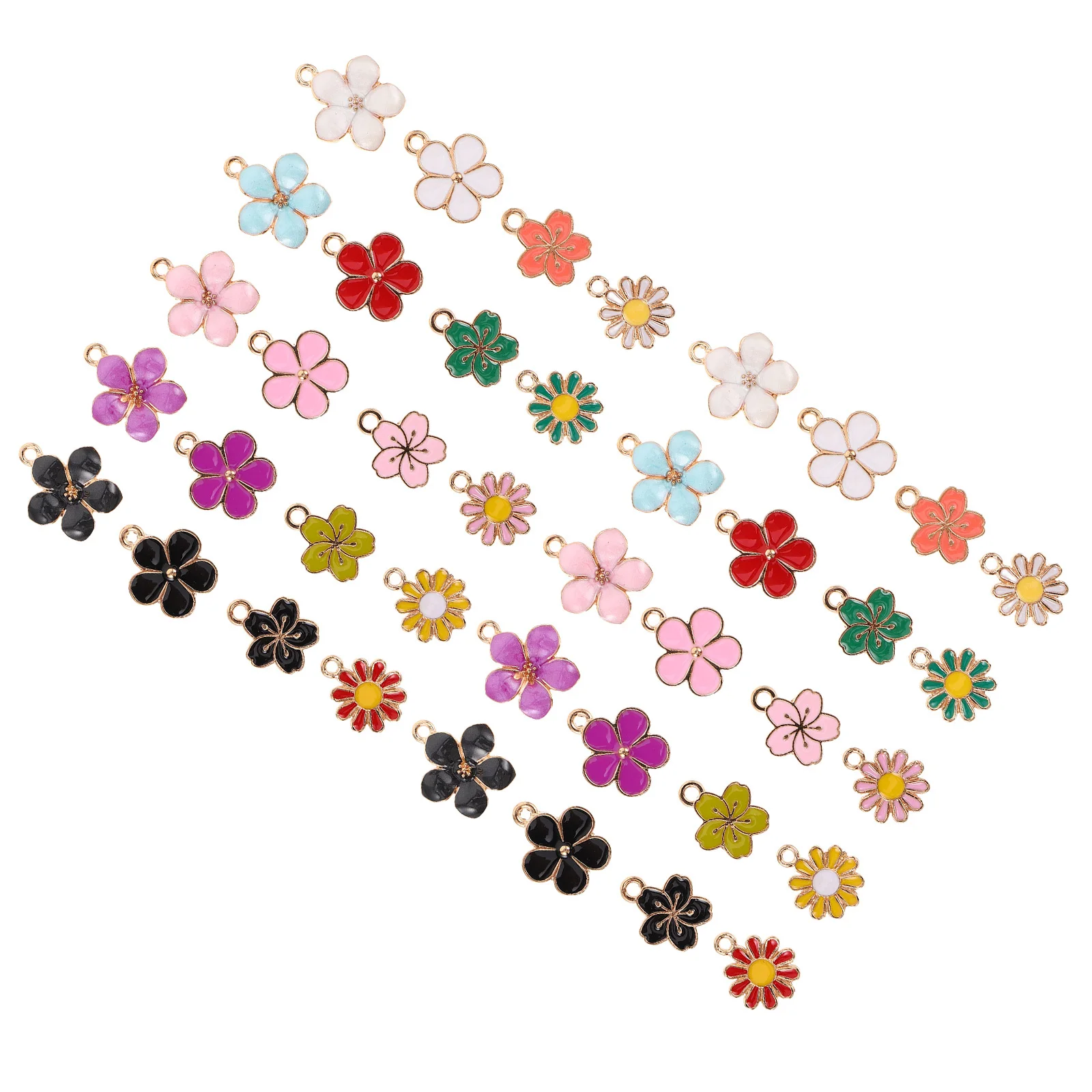 

40 шт., маленькие цветочные подвески, объемная красочная эмалированная отделка, искусственный брелок, подвеска для изготовления ювелирных изделий, поделки своими руками
