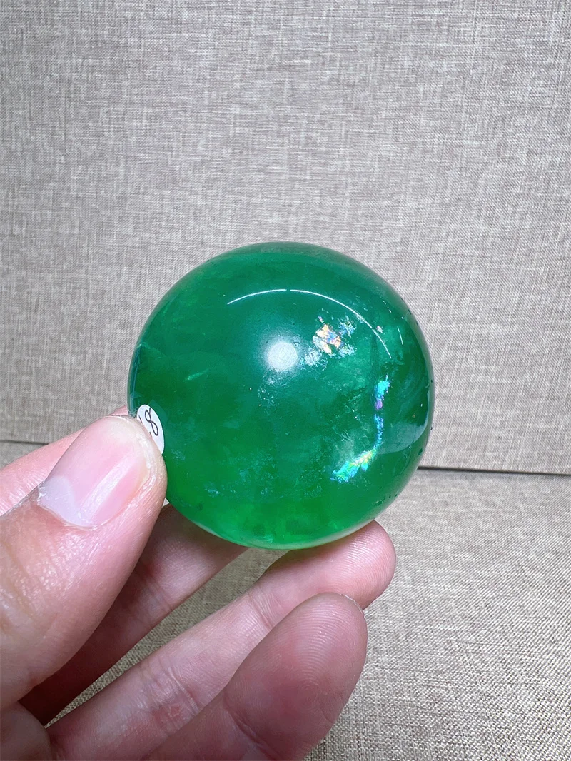 Natural  Green Fluorite Sphere  With Rain Bow Reiki Healing Stone Home Decoration Exquisite Gift Souvenir Gift