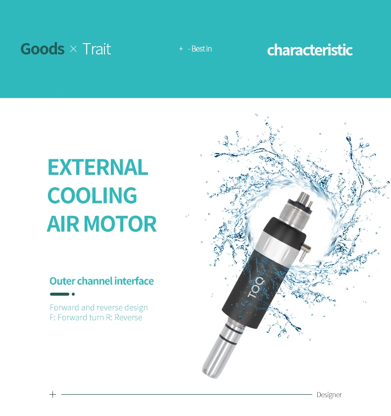TOQ 3Pcs/Set Dental External Low Speed Handpiece Kit 2/4Holes Pneumatic Air Turbine Motor 6 Optional Colors Autoclavable Tool