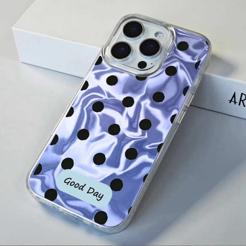 Чехол для телефона в горошек для женщин и девочек для Apple iphone 15 16 14 13 Pro Max 16e 16plus 12 11 7 8 Plus XR SE Silicone Fundas Cover