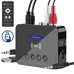 Bluetooth 5.0 Receiver Transmitter FM Stereo AUX 3.5mm Jack RCA Optical Wireless Audio Adapter Remote Control For TV  Car Kit