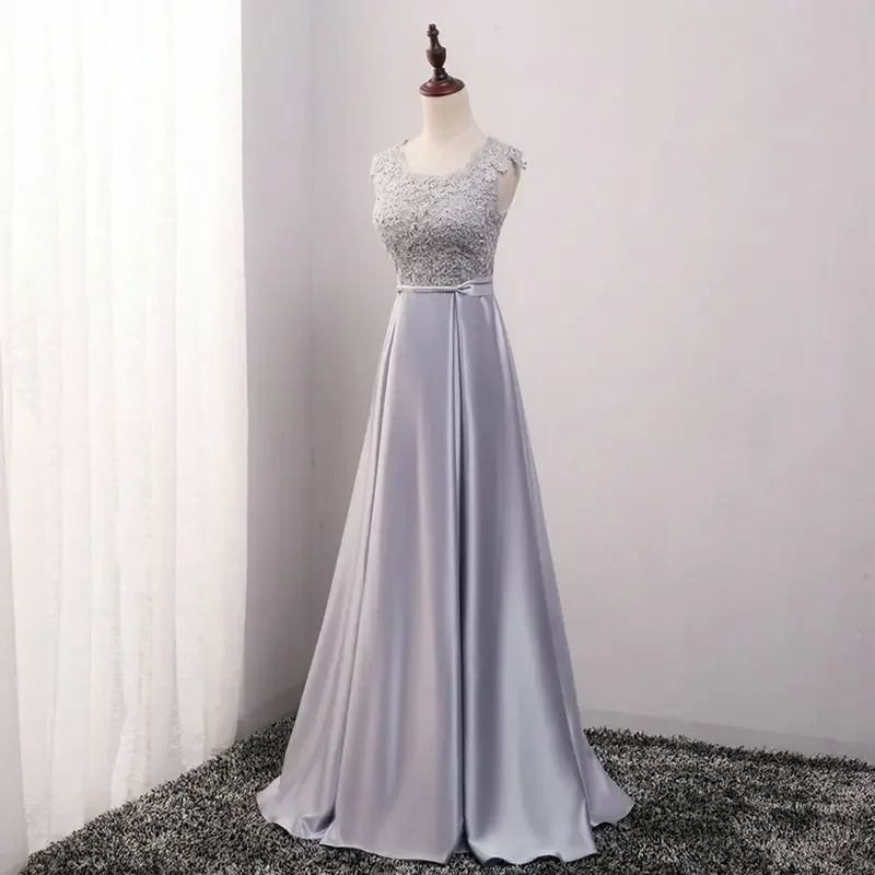 Sweet Memory Elegant Satin O-Neck Prom Dresses Women A Line Party Robe Girls Lady Floor-Length Formal Gown Bridesmaid Dresses