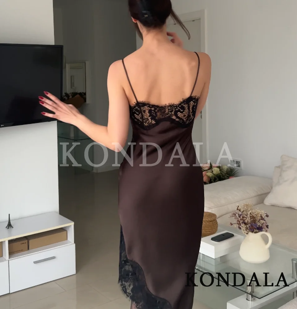 KONDALA Elegante Trendy Dame Kant Midi Cami Jurk Asymmetrie Jurk 2026 Lente Zomer Mode Etentje Mujer Jarretel Jurk