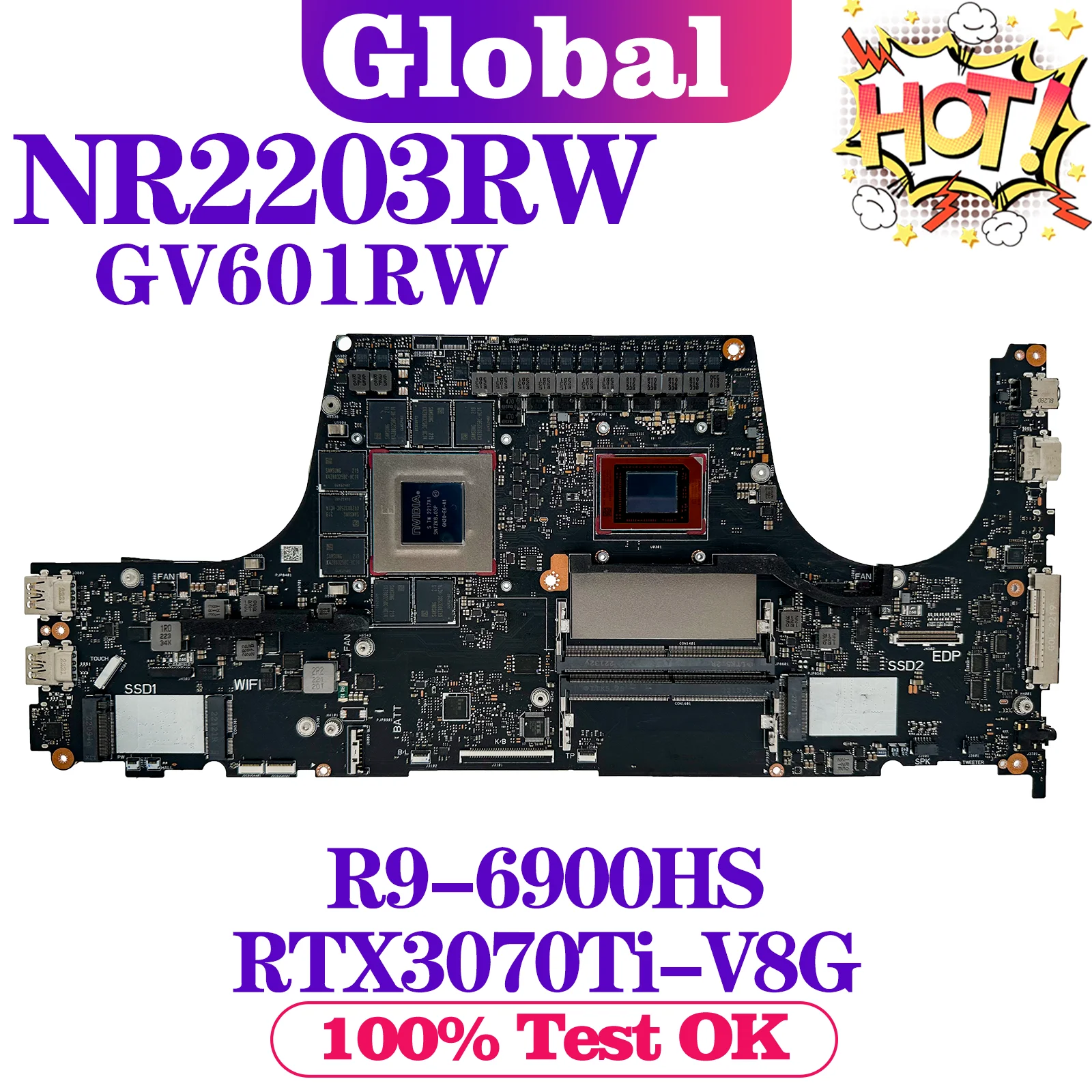 KEFU Mainboard NR2203R For ASUS NR2203RW NR2203RX GV601RW GV601RM Laptop Motherboard R9-6900HS RTX3070Ti RTX3060