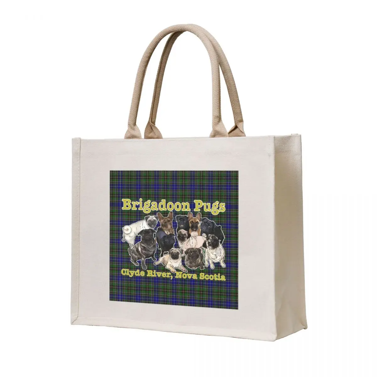 

Brigadoon Pugs, Clyde River, Nova Scotia Tote Bag tote bags men canvas tote bag hand bag Custom