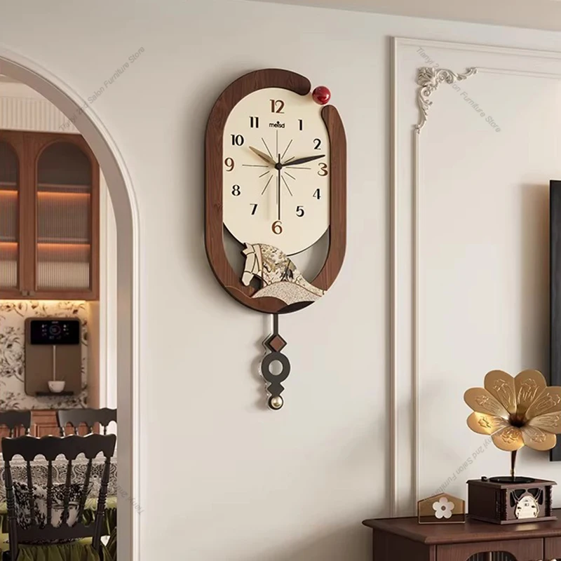 Mid-century Style Living Room Wall Clock Nordic Minimalist Design Solid Wood Wall Clock Creative High-end Home Decoration FYWC