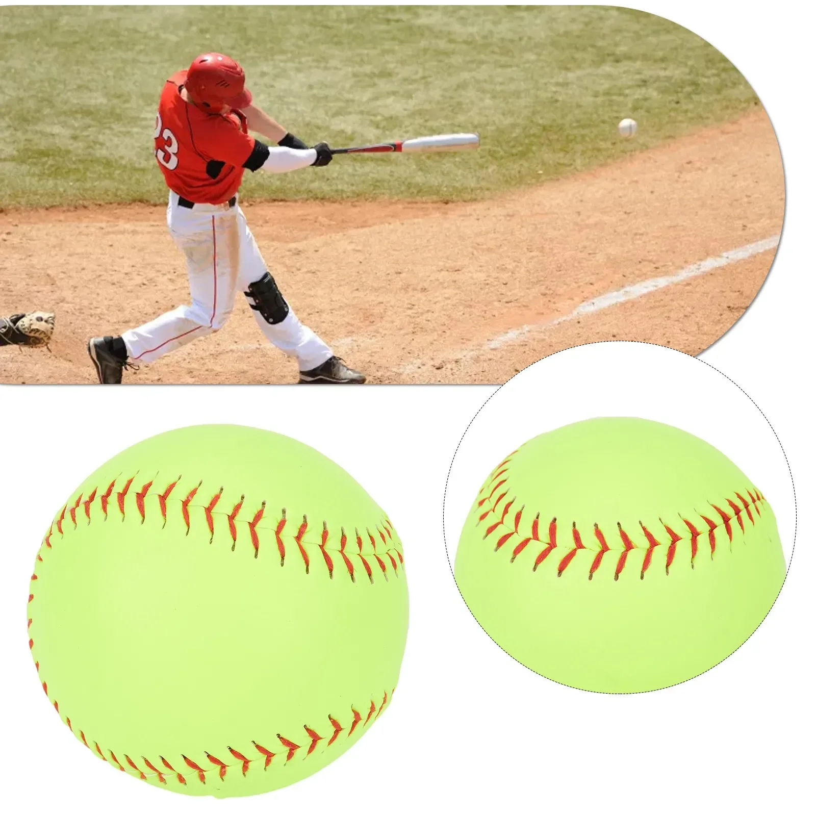 

1pc 12-inch Softball PVC Cover Comfortable Grip And Durability Red Stitching Lay-flat Seams Minimize Air-friction Team Sports