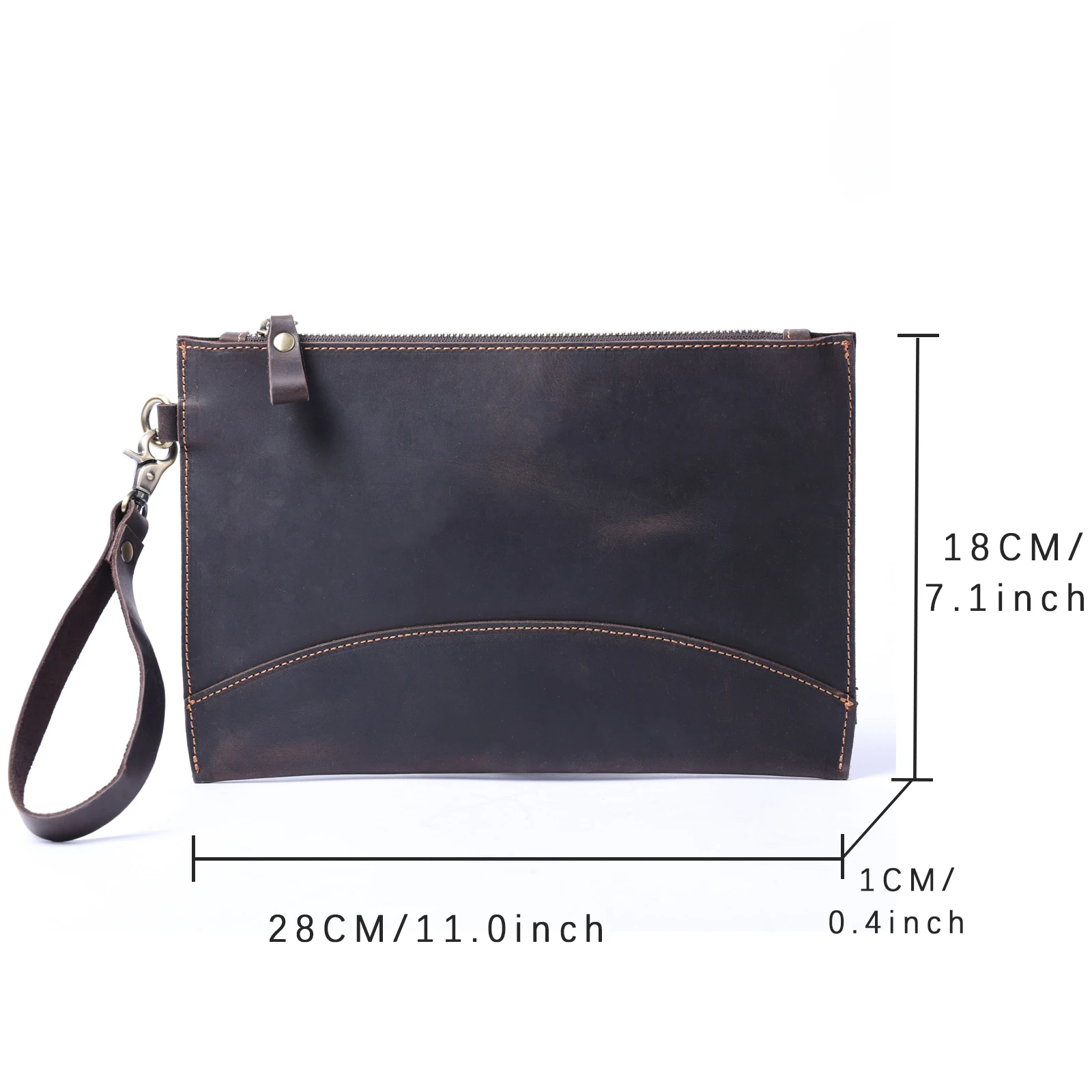 Vintage Echtleder Herren-Clutch-Tasche Lange Geldbörse für Männer Erstklassiges Leder Retro-Kartenhalter Handyhalter – Detail 7
