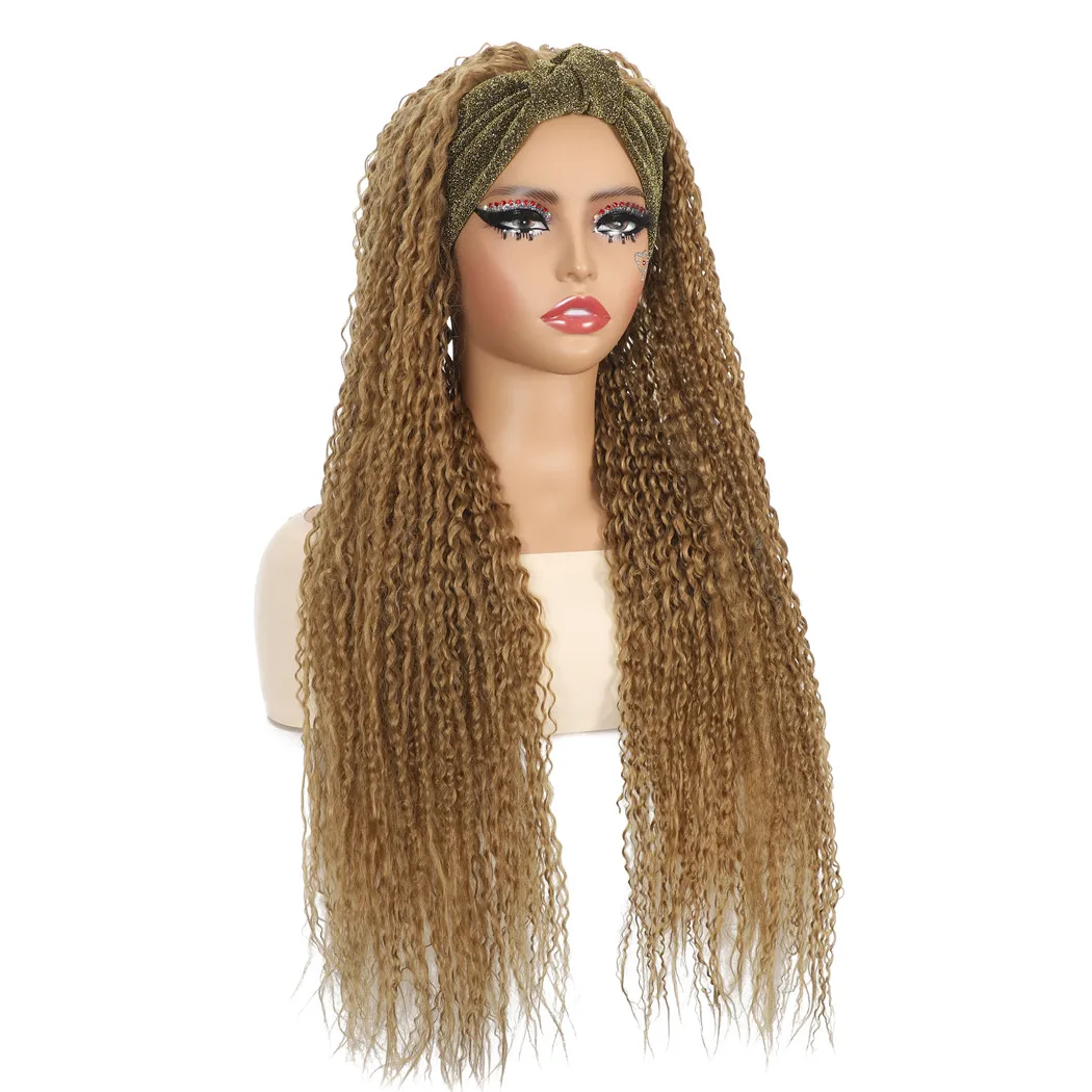 باروكات صناعية مجعدة للنساء، سهلة الارتداء، باروكة رأس مع رباط، باروكات طويلة مجعدة، شعر من الألياف بدرجة حرارة عالية