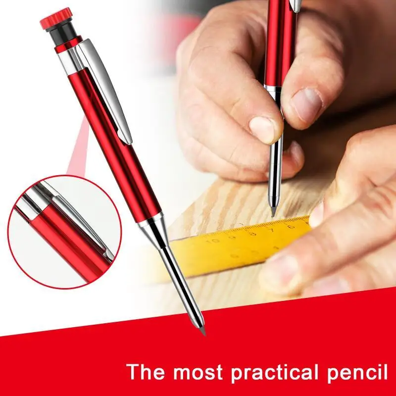 2.8mm Professional Metal Long Head Woodworking Mechanical Pencil or Lead Refills, for Carpenter Marking Engineering Drawing Tool