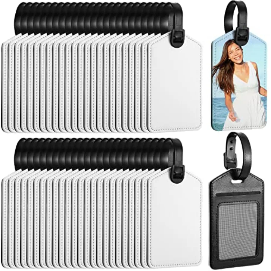 

Sublimation Luggage Tags White Heat Transfer PU Leather Name Tag Blank Suitcase Label Travel Business ID Card Holder for DIY Tr