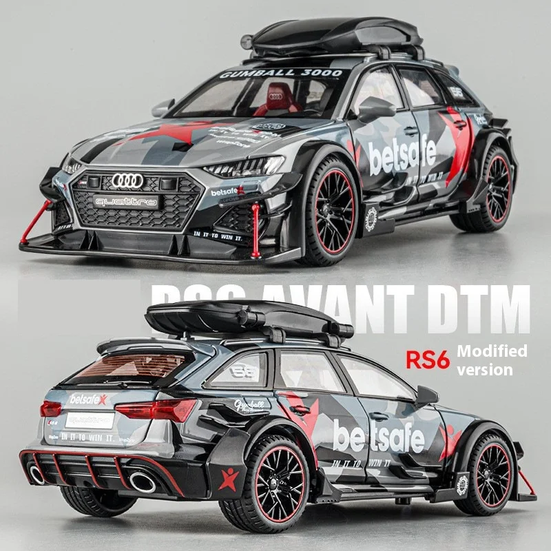 RS6 track modified version simulation 1:24 alloy toy car alloy six-door frame box openable car model simulation collection gift