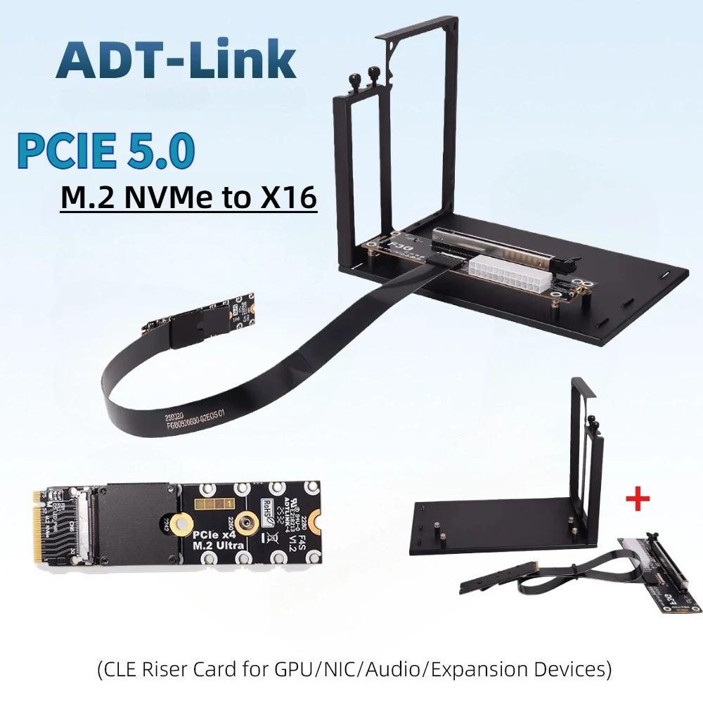 Laptop M.2 NVMe Key M To PCI-E 5.0 X16 EGPU Adapter Gen5 For Notebook ITX/STX Graphics Card External To M.2 NVMe Docking Station