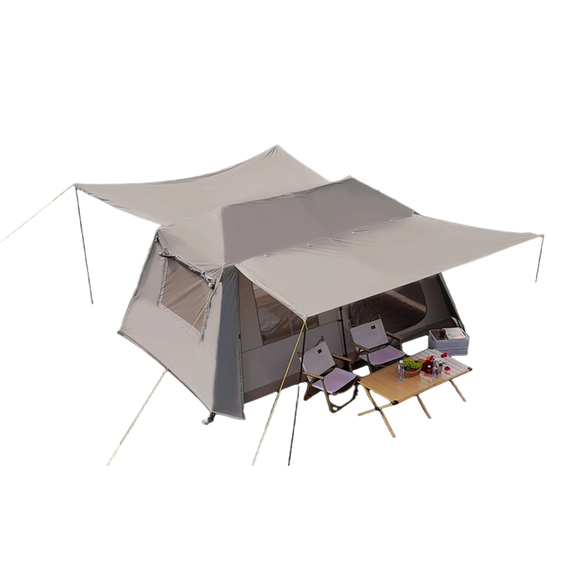 Two Bedrooms And One Living Room Outdoor Thickened Rainstorm-proof, Windproof And Waterproof Camping Big Tent Overnight