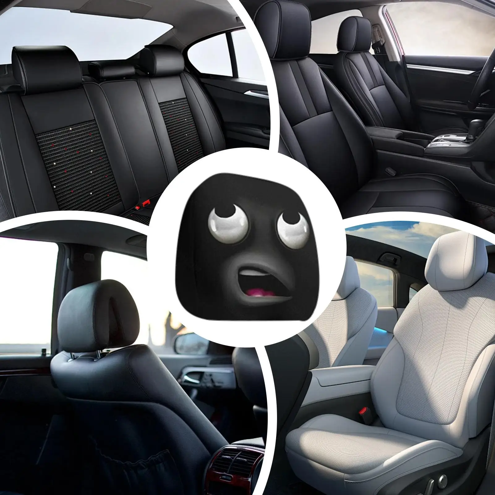 

Car Seat Head Cover 2 Pieces Funny Car Headrest Covers Stretchable Protector For Daily Travel Driving Christmas Road Trip