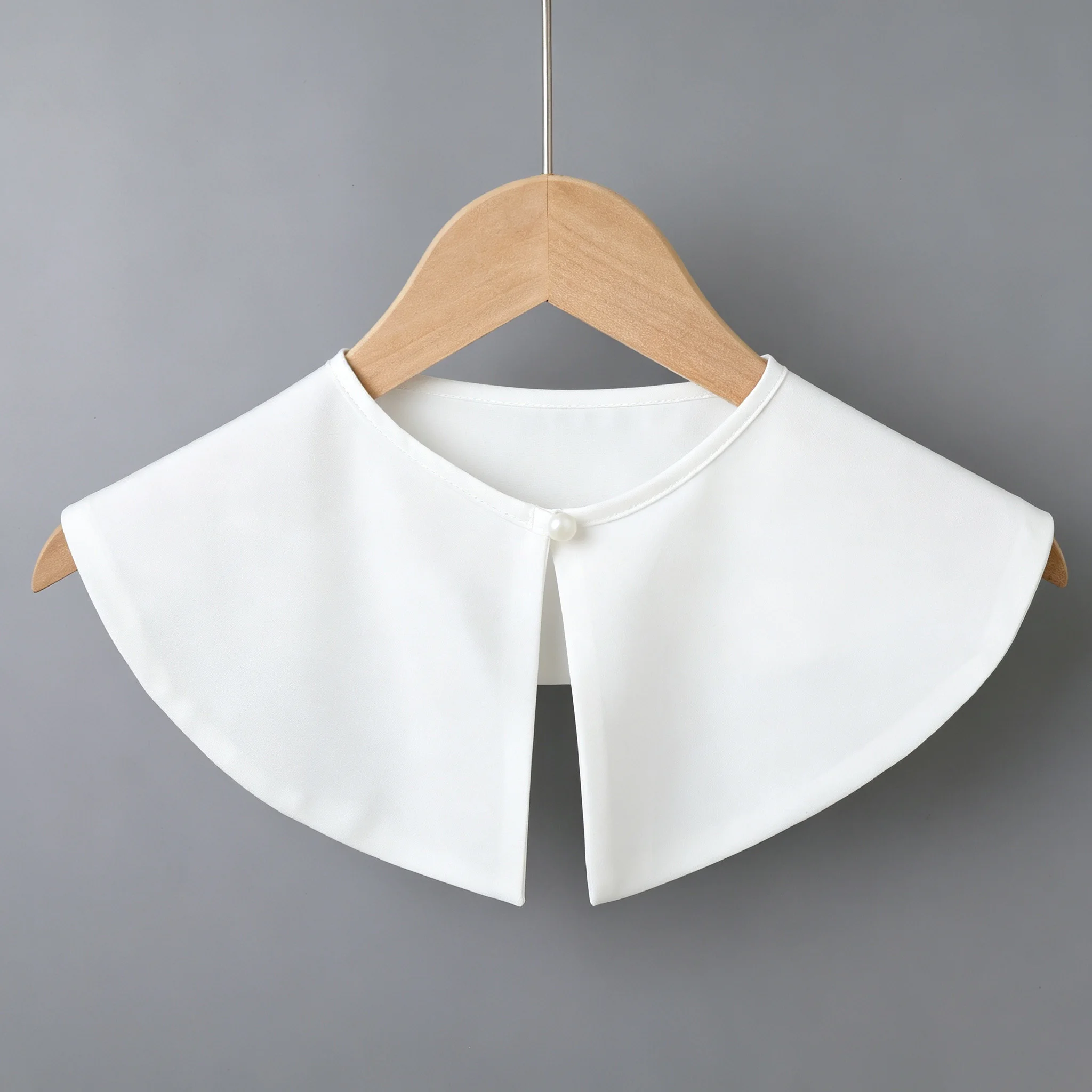 1 Piece Women's White Chiffon Faux Collar with Pearl Buttons, Detachable Half-Shirt Collar Decorative Shawl Collar, Layering Accessory Suitable for Dresses, Sweaters, Tops, Daily Casual Wear, and Date Outfits