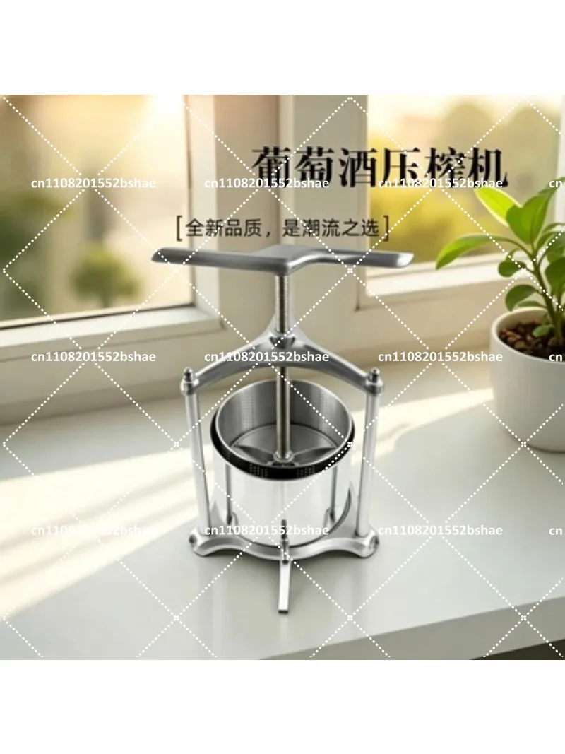 6L Manual Wine Press, 304 Stainless Steel Barrel & Aluminum Frame for Fruit, Vegetable, Cheese, and Juice Extraction