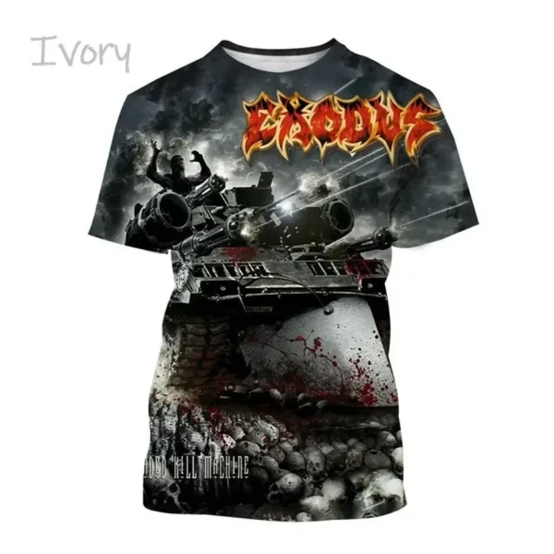 Metal Rock Exodus Band 3D Print O-Neck Tshirt Men Fashion Tees Casual Short Sleeve Oversized  Y2K Harajuku Unisex Clothing