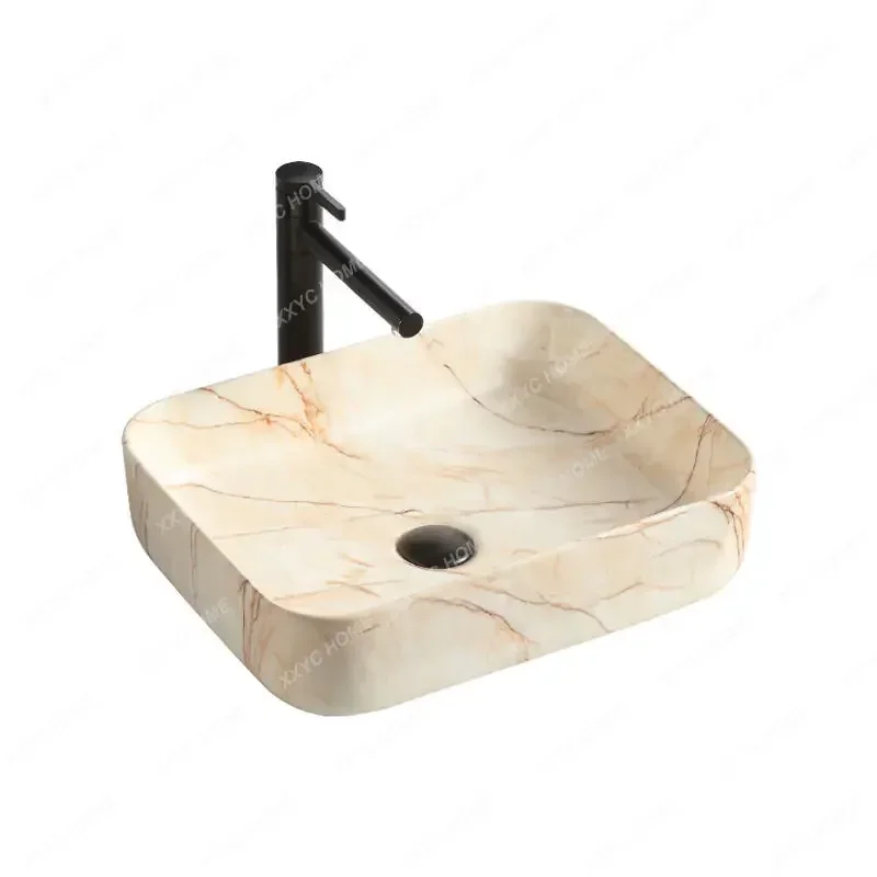 Table Hand Washing Single Basin Bathroom Ceramic Integrated Sink Small Size Art Basin Household Basin