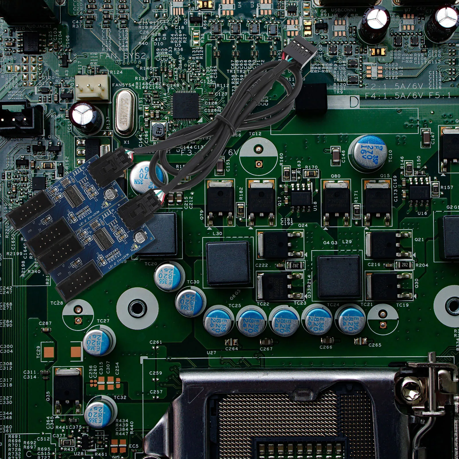 

USB Header Extension Splitter USB 2.0 9-Pin 1 to 4 Connector Adapter High Performance Stable Data Transmission Computer