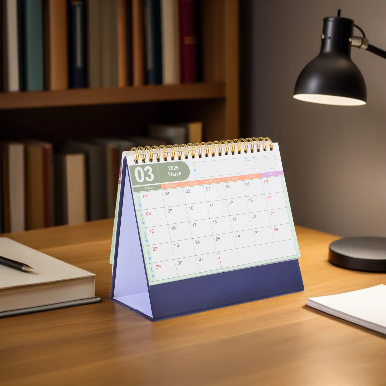 

Small Standing Flip Desktop Calendar 2026 Minimalist Solid Color Horse Year Mini Desk Planner Office Home Study Daily Organizer