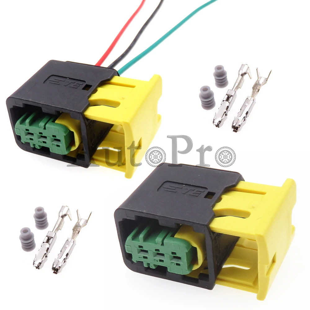 1 Set 3 Hole 3-1418448-1 High Temperature Resistance New Energy Green Wiring Socket Auto Starter Plastic Housing Connector