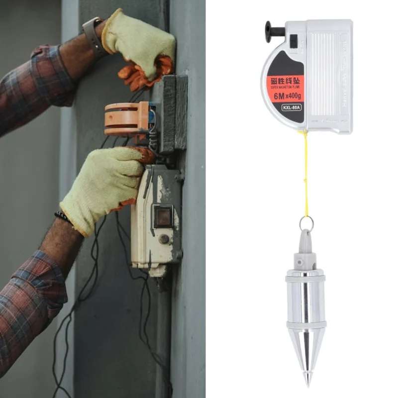 

F2 High Precision Magnetic Wire Hammer Retractable 6 Meter Line Drop Vertical Measuring Tool For Construction Site Woodworking