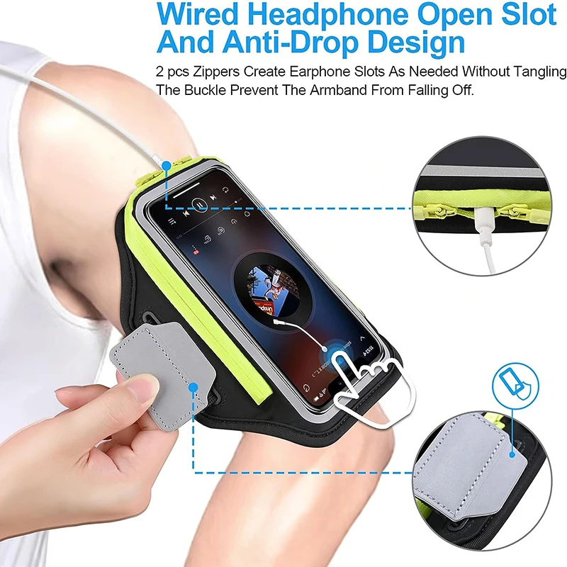 HAISSKY Upgrade Zipper Poucket Running Sports Armband For iPhone 15 14 13 12 11 Pro Max 15 Plus Waterproof GYM Phone Arm Holder