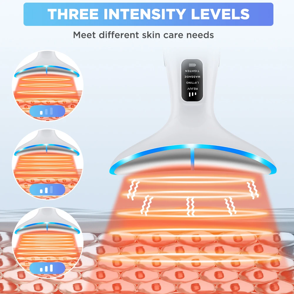 3 สี LED อุปกรณ์ความงามคอ EMS Microcurrent 4 โหมด Facial Lifting Massager Double Chin Remover กระชับ Skin Care เครื่องมือ