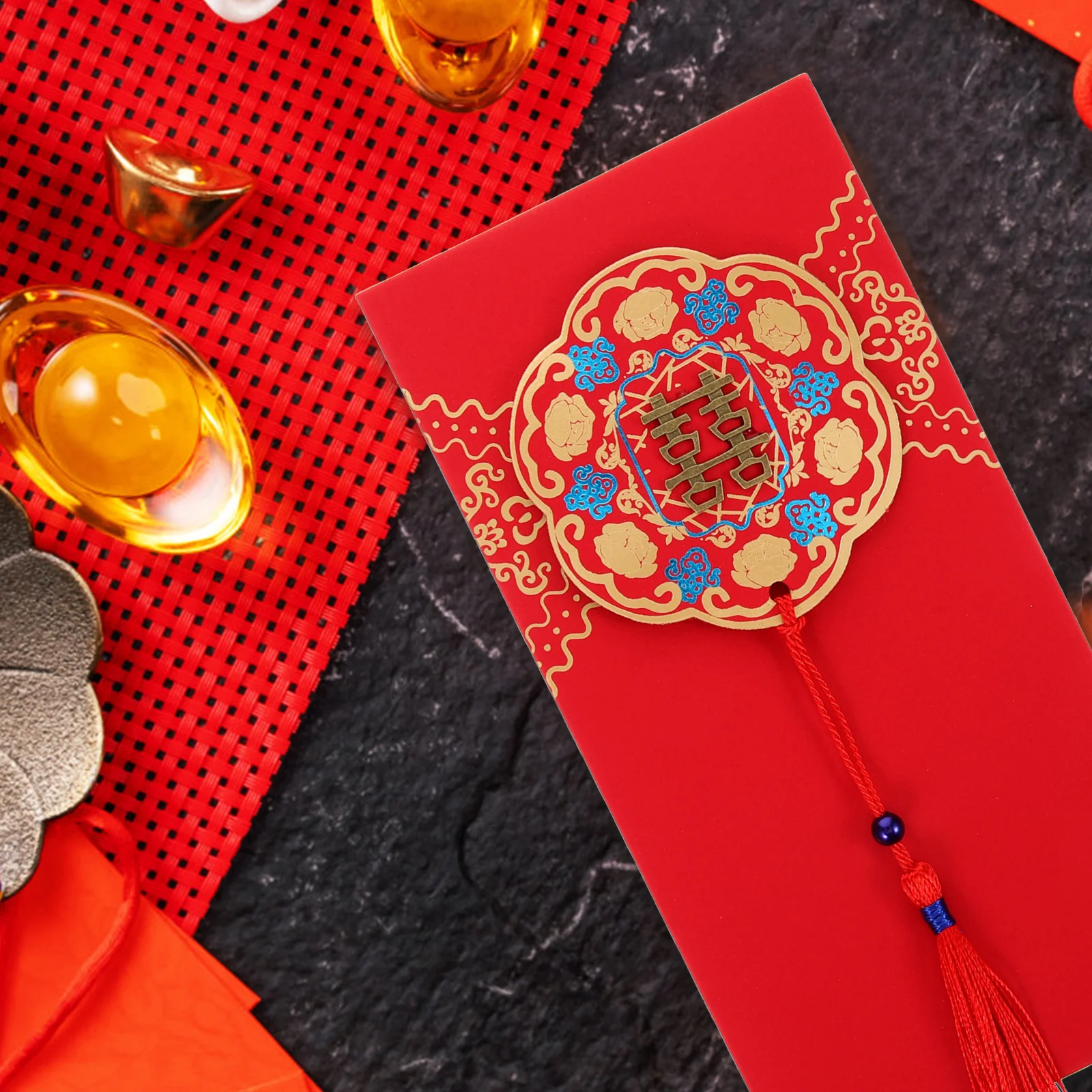 

4pcs Tassels for Wedding Money Envelopes For Lucky Money Gifts Reusable Hong Bao Envelopes Paper Print