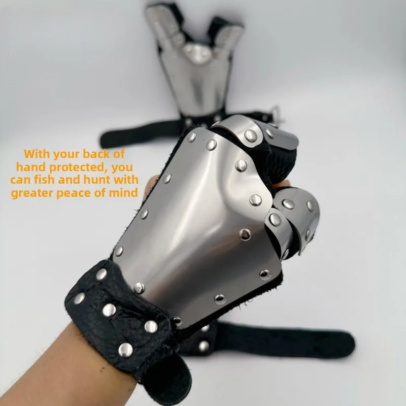 Professional Heavy Duty Stainless Steel Slingshot Fishing Hunting Hand Guard Protective Leather Grip Pulley System Outdoor Tool