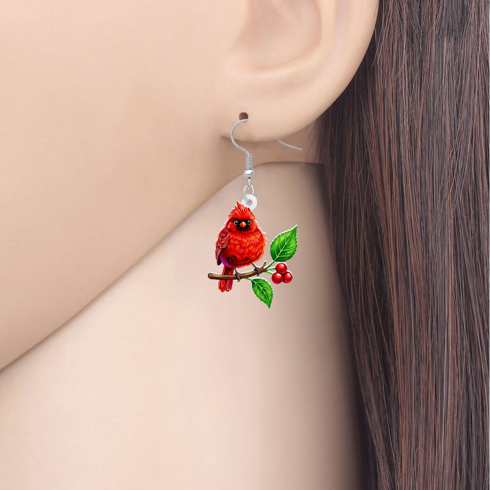 BONSNY Acrylic Cute Red Cardinal Earrings Dainty Northern Birds Dangle Drop Nature Animals Jewelry Gifts for Women  Mom Charms