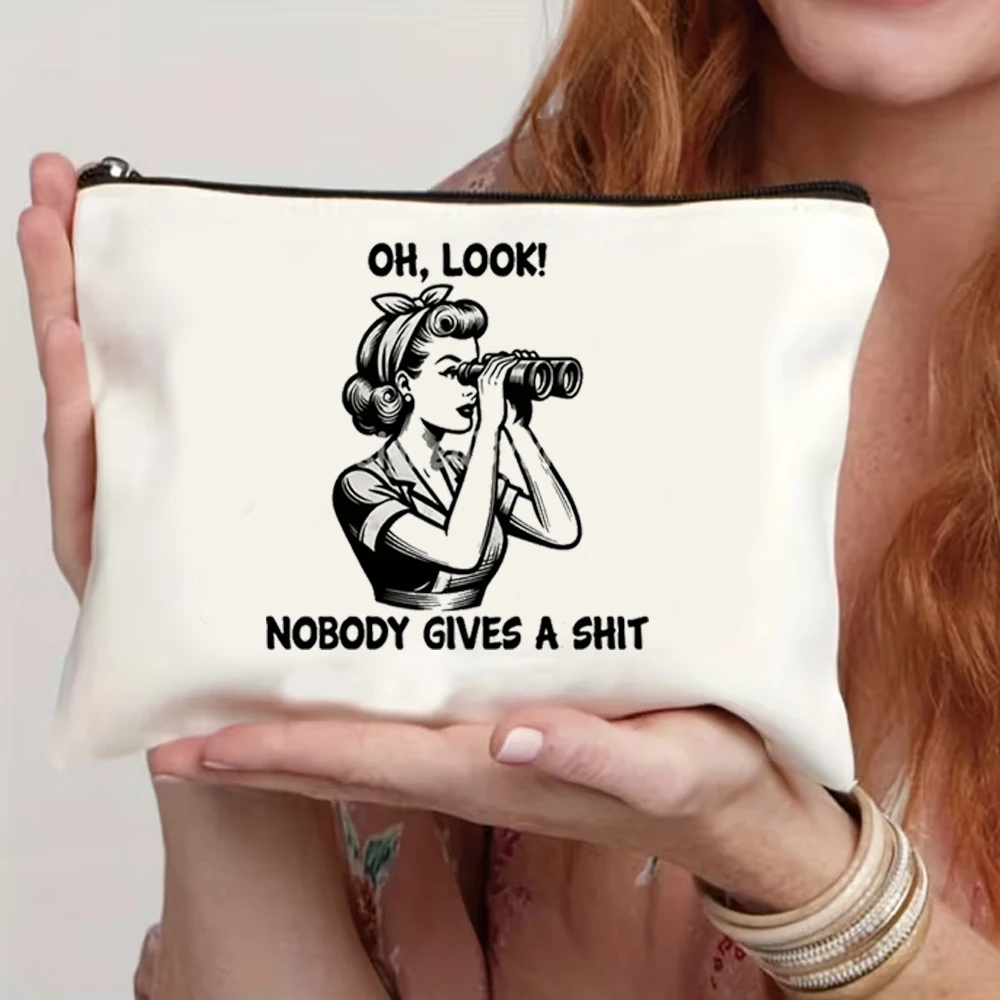 1Pc Retro Punk Rock Makeup Bag with Wrist Strap - Lightweight, Fade-Resistant Polyester Cosmetic Travel Bag, Funny Slogan Design, Multifunctional Makeup Bag, Ideal Gift for Friends and Sisters, Travel Makeup Bag |   Retro Punk Style |   Durable Zipper Closure