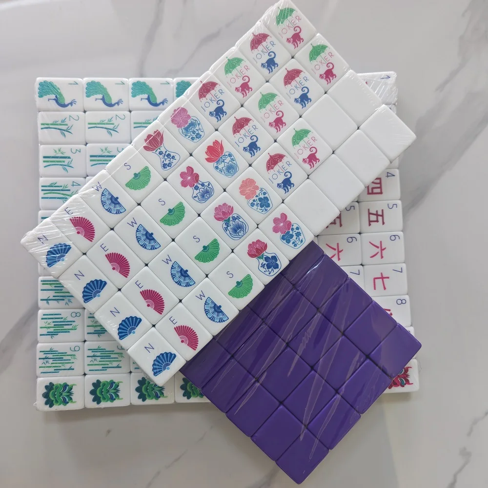 

Hot OMHJGO Dark Purple 4-Acrylic American Mahjong Set 160 Mahjong Game Tiles Portable Mah Jongg Travel Family Party Game Gifts