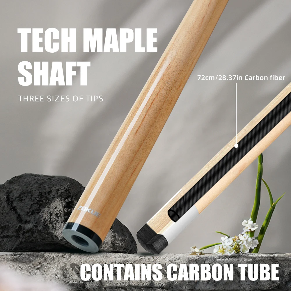 

Zokue Maple Carbon Shaft with 3/8*8 Pin Joint 10.5mm/11.5/12.5mm Tip Professional Single Shaft with Carbon Tube for Billiard Cue