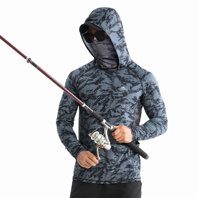 Abbigliamento per la protezione solare da pesca all\'aperto sensazione di ghiaccio vestiti per la protezione solare con cappuccio resistente ai raggi