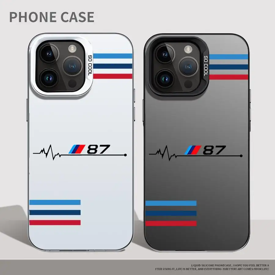 Phone Case for iPhone 16e 15 14 15 16 Pro Max Cover Red Blue Bar Logo Design