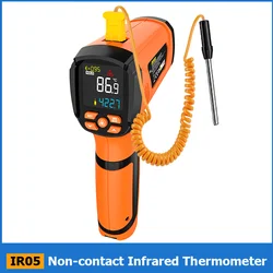 Non-contact Digital Infrared Thermometer -40°C~1600°C Color Screen Industrial Grade High Temperature Meter with K-type Probe