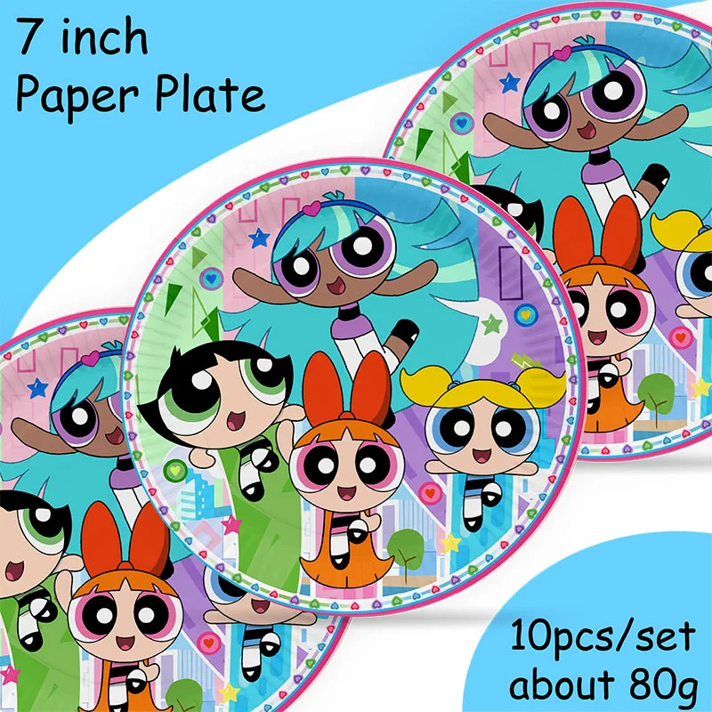 The Powerpuff Girls Cartoon Birthday Party banner Decorations Powerpuff  Blossom Theme Baby Shower Kids Birthday Party Supplies