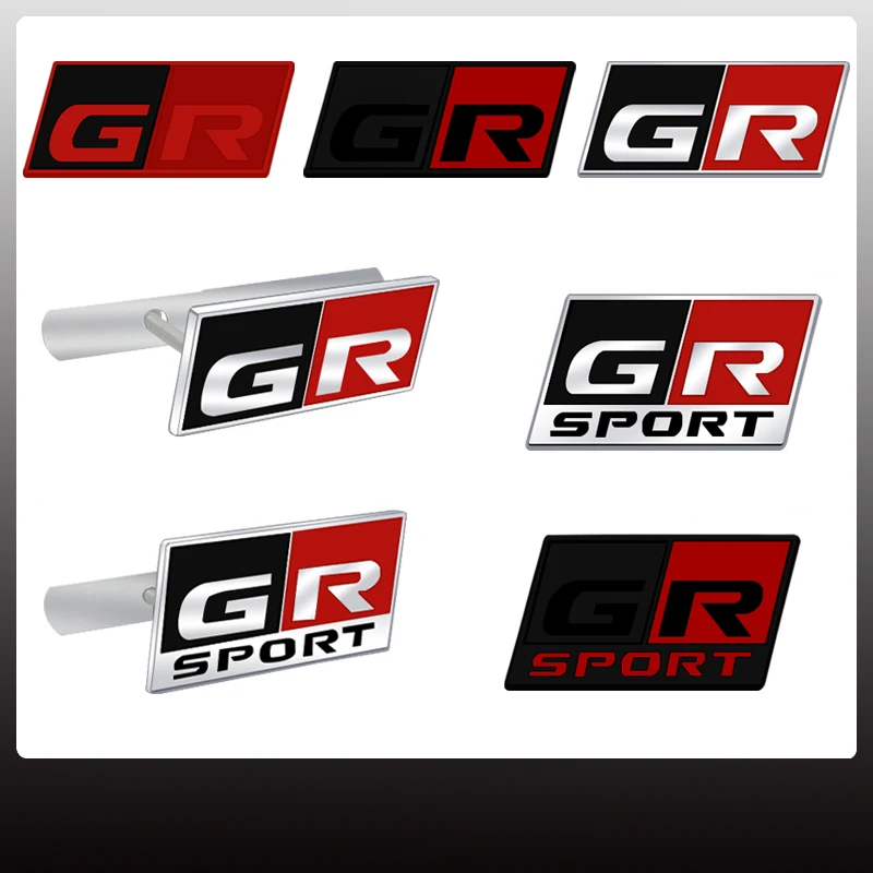 GR Sport Car Grille Badge Sticker For Gazoo Racing C-HR RAV4 Mirai Avensis Toyota Logo Metal Trunk Emblem Decoration Accessories