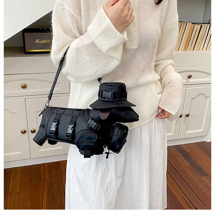 2026 Novelty 3D Dachshund Shaped Bag for Women with Mini Hat Buckle Design Cartoon Crossbody Streetwear Fashion Shoulder Purse