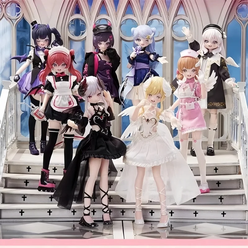 

Full Set 1/6 Bjd Dolls 22cm Anime Kawaii Doll Joint Movable Body With Skirt Hat Headdress Girls Gift Dress Up DIY Toys Reborn